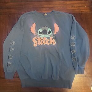 Disney Lilo & Stitch embroidered Crewneck  Blue Oversized Women’s Sweatshirt Med